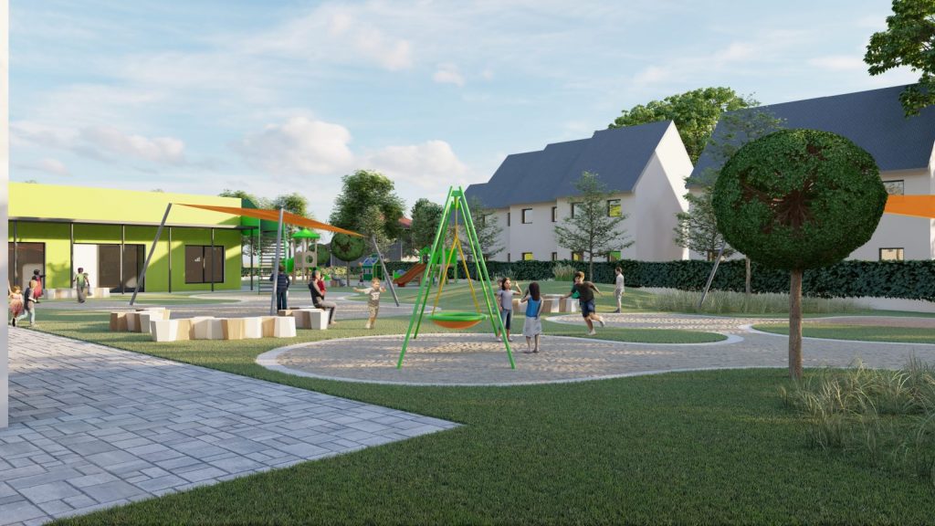 Neubau einer Kindertagesstätte mit zwei Krippen-, zwei Kindergartengruppen sowie einer Kinderhortgruppe